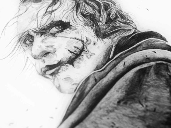 Artwork - Fine Art Pencil Sketch A4 with Frame - 'The Joker' – Hero Stash